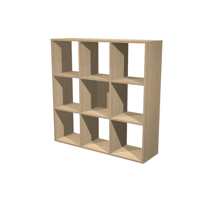 7331910014751-Bibliothèque modulaire MAXICOLOR - 9 cases - imitation chêne clair-P_79441475_1-0