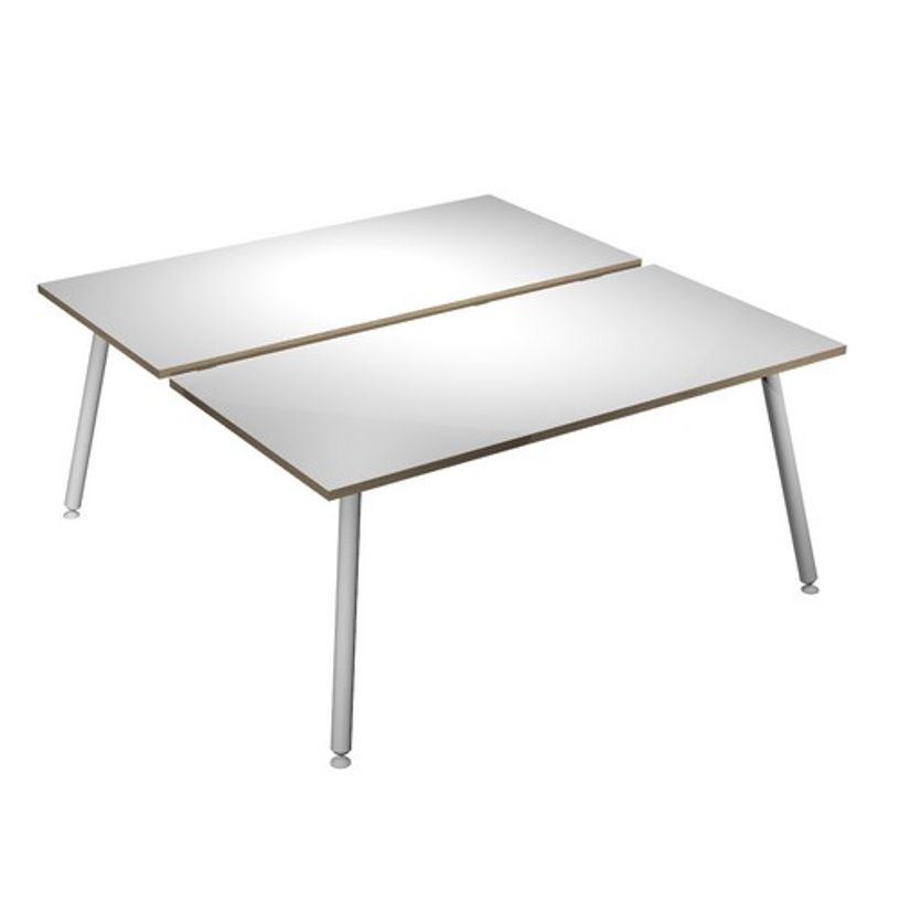 2012349510278-Bureau Bench LEONARDO - L140 x H74 x P168 - Pieds métal blancs - Blanc chants chêne-P_79441654_1-0