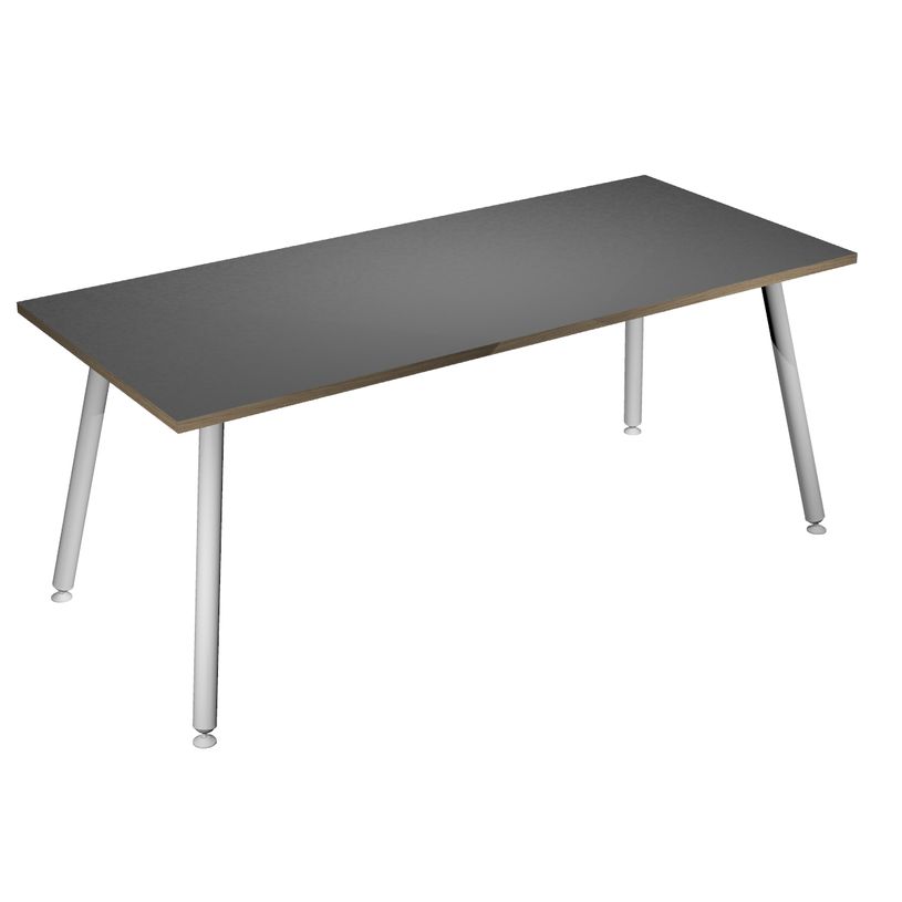 2012349510834-Table haute - 180 x 80 x 105 cm - Pieds métal blancs - Anthracite chants chêne-P_79441682_1-0