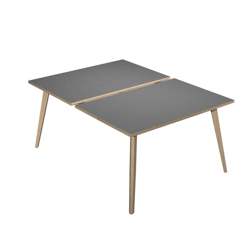 2012349512975-Bureau Bench LEONARDO - L140 x H74 x P168 - Pieds bois - Anthracite chants chêne-P_79441789_1-0