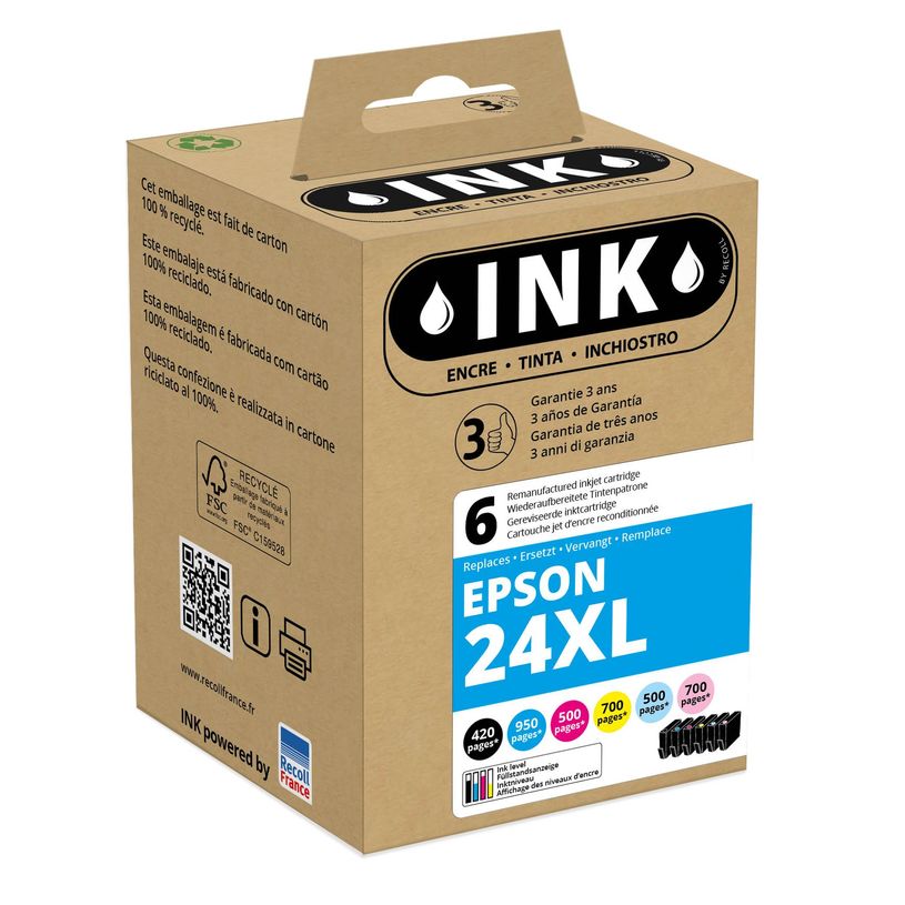 8720282009721-Cartouche compatible Epson 24XL Eléphant - pack de 6 - noir, cyan, magenta, jaune, cyan cl-P_79443332_1-0
