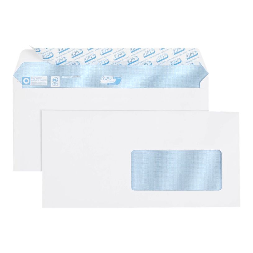 3250650027156-GPV - 500 Enveloppes DL 110 x 220 mm - 90 gr - fenêtre 45x100 mm - blanc - bande adhésive-P_79444709_3-2