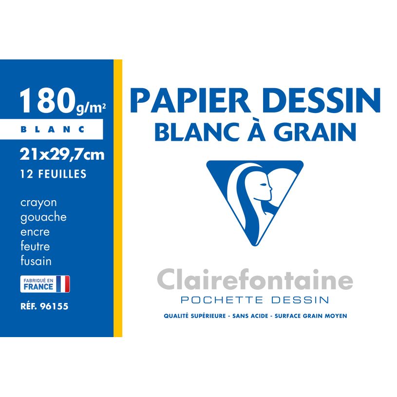 3210330061559-Clairefontaine Dessin à Grain - Pochette papier à dessin - 12 feuilles - A4 - 180 gr - b-P_999991227_1-0